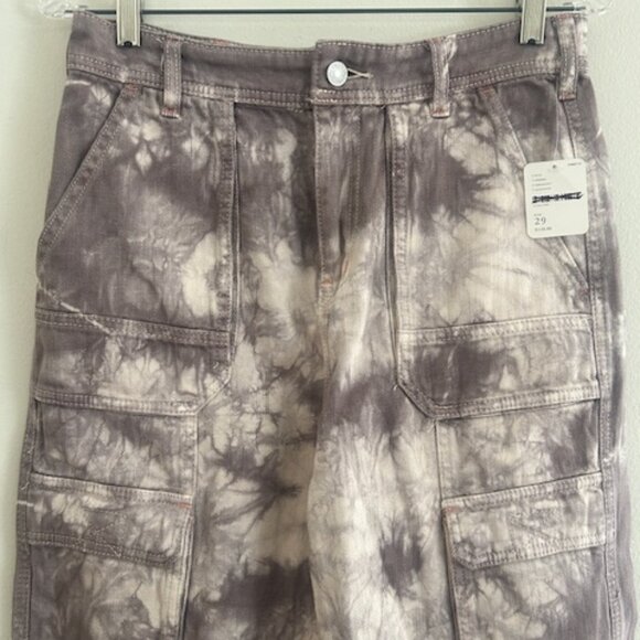 Free People We The Free Tie Dye Madison Lavender Beige Utility Jeans NEW 29 - Picture 4 of 16